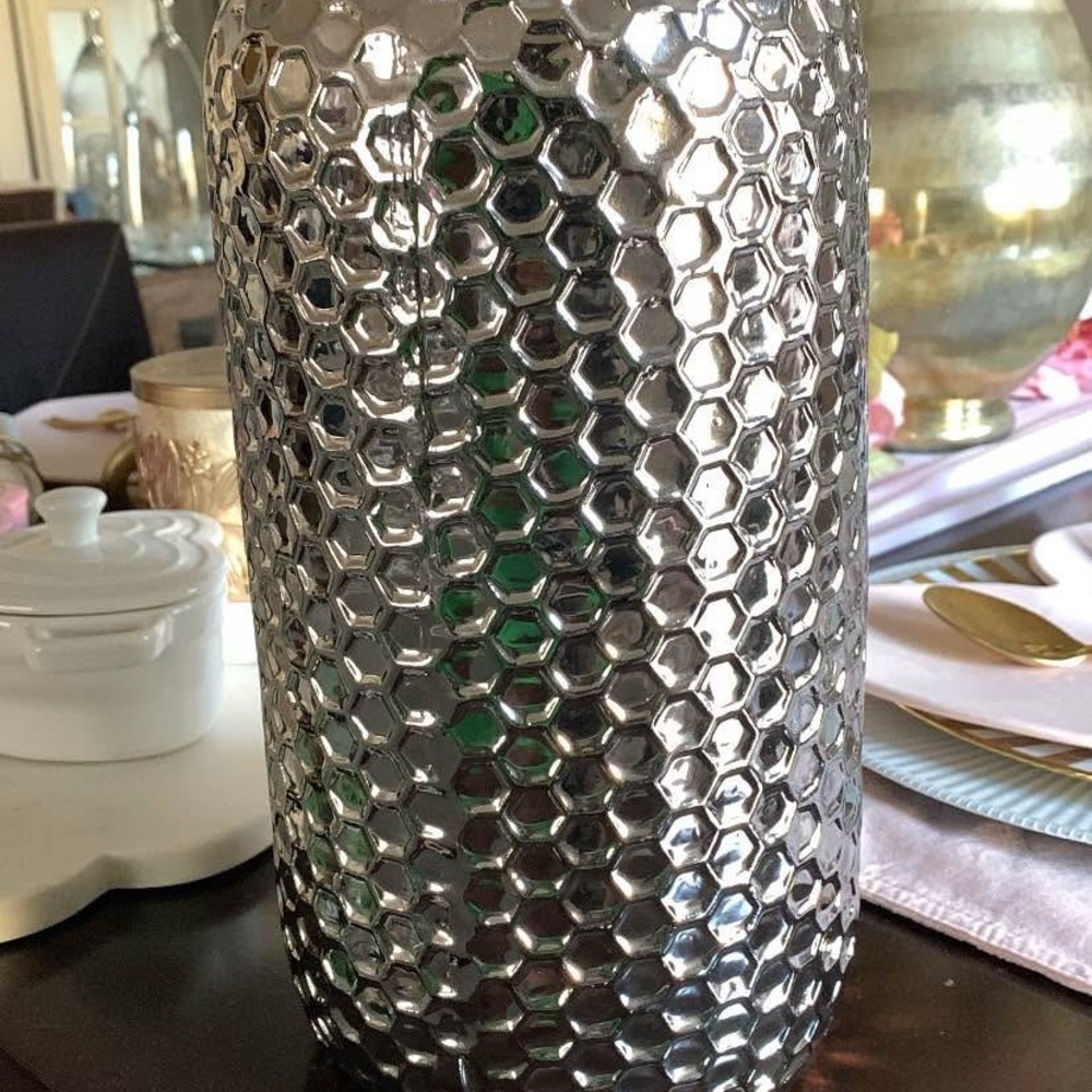 Silver Honeycomb Glass Vase